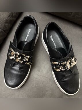 Django & Juliette Black Chain-Accent Slip-On Sneakers - Women's Loafers